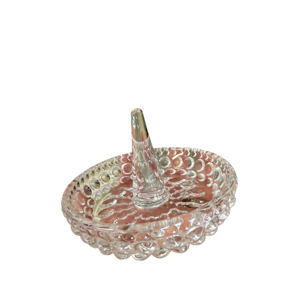 Studio Crystal by Studio Silversmiths Clear Glass Hobnail Ring Holder Dish
